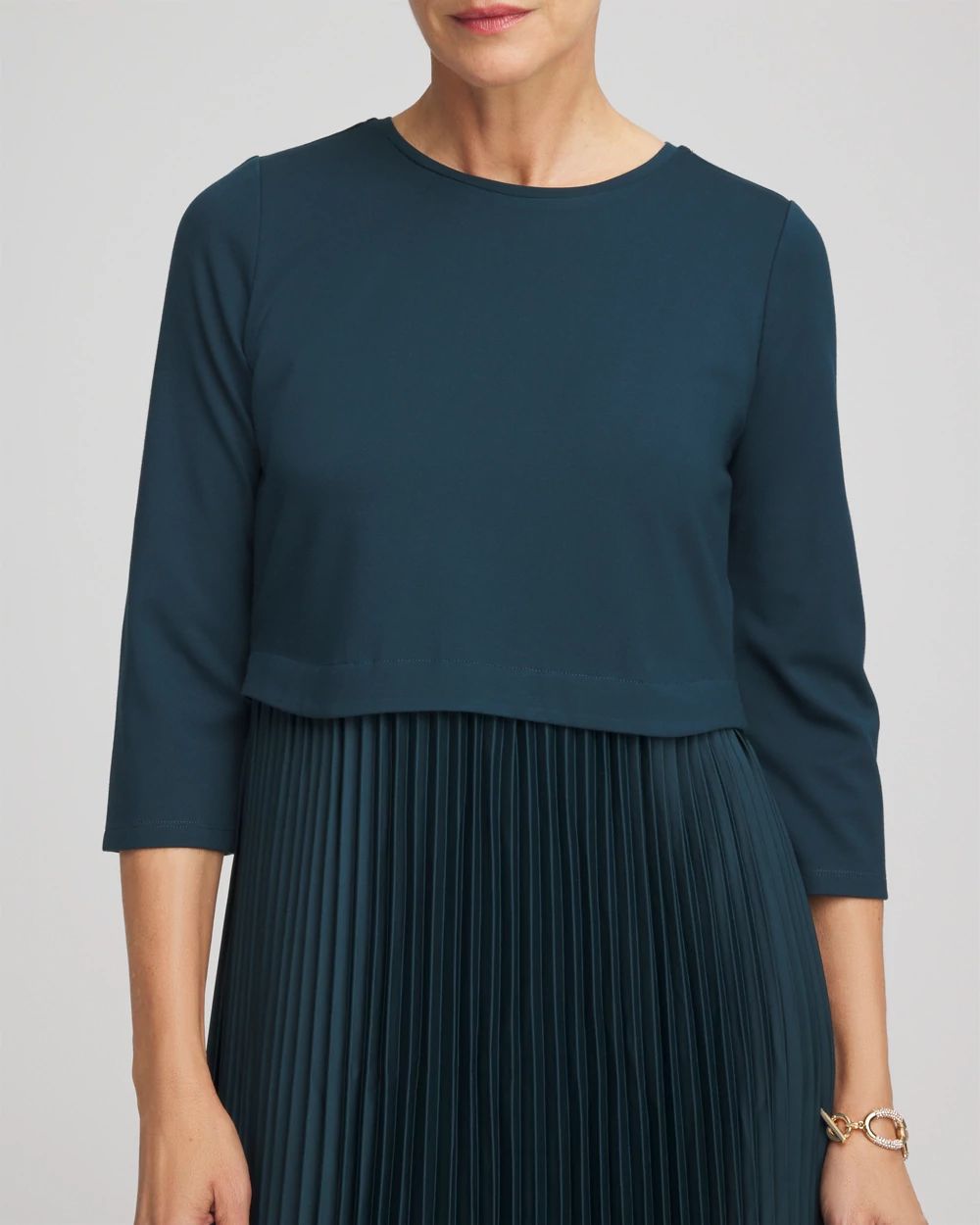 Satin-Knit Pleated Midi Dress | Chico's